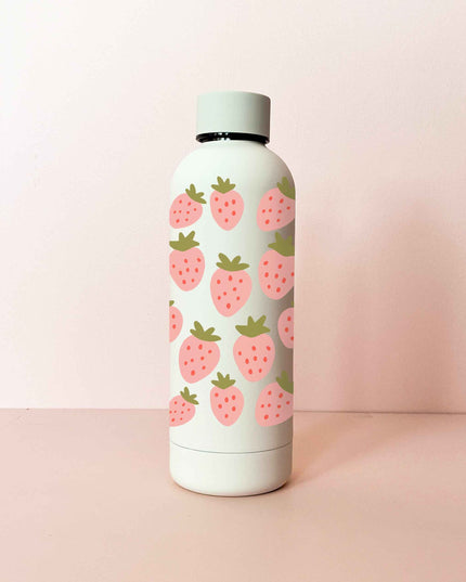 Bouteille en acier inox 17oz - crème Champ de fraises