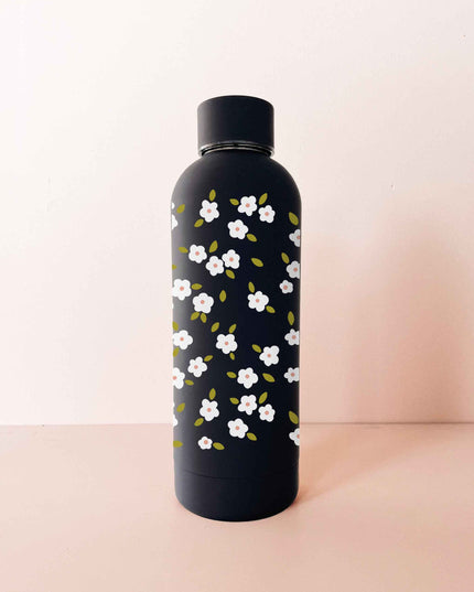 Bouteille en acier inox 17oz - noir Bloom blanc