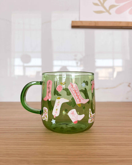 Tasse en verre vert - cowgirl