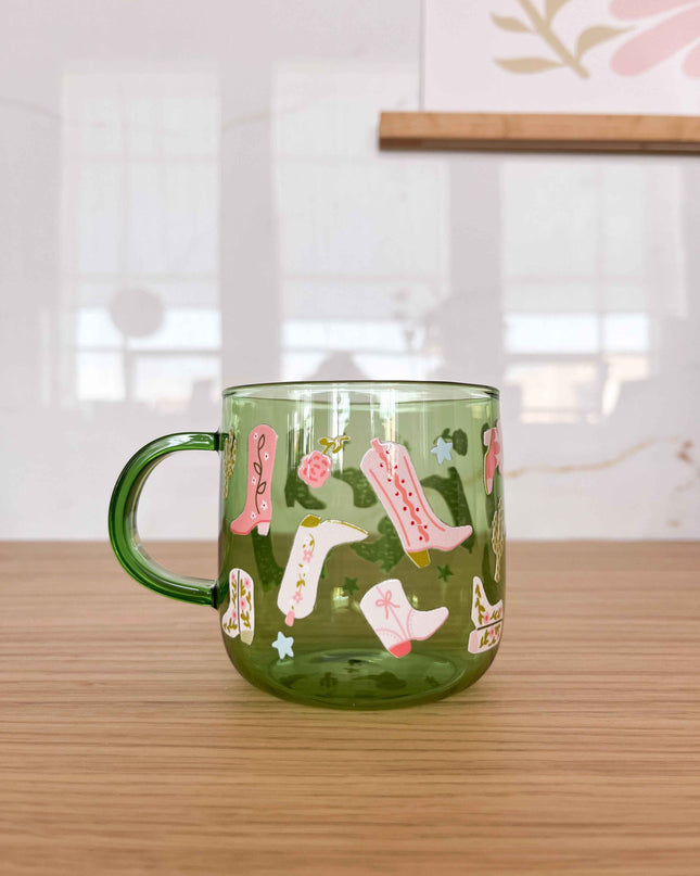 Tasse en verre vert - cowgirl