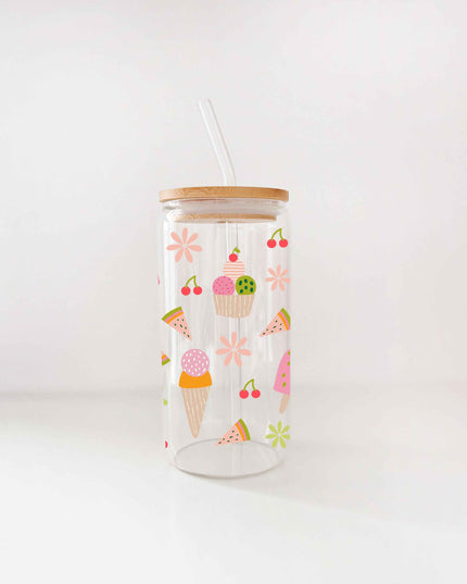 Verre boho avec paille 16oz – Sorbet – Fait main au Québec