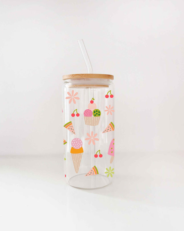 Verre boho avec paille 16oz – Sorbet – Fait main au Québec