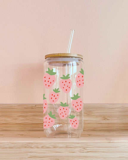 Verre boho - champ de fraises