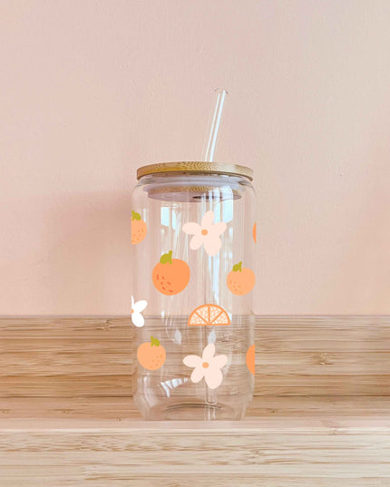 Verre boho - fleurs et agrumes
