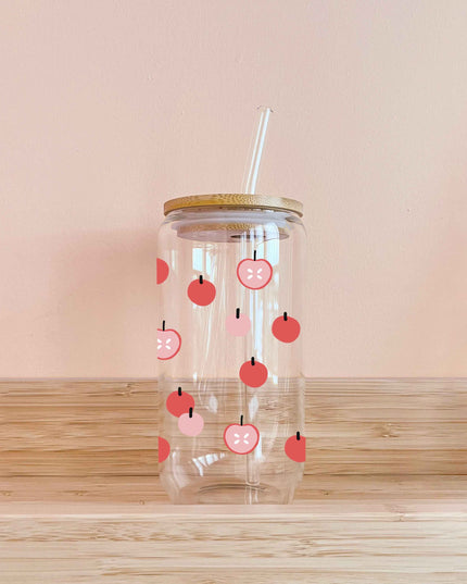 Verre boho avec paille 16oz – Pommettes – Fait main au Québec