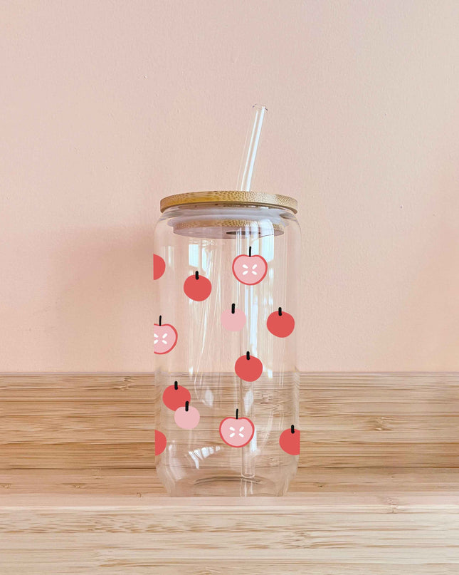 Verre boho avec paille 16oz – Pommettes – Fait main au Québec