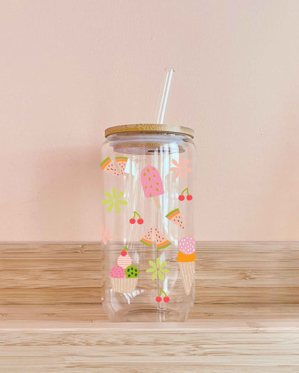 Verre boho avec paille 16oz – Sorbet – Fait main au Québec