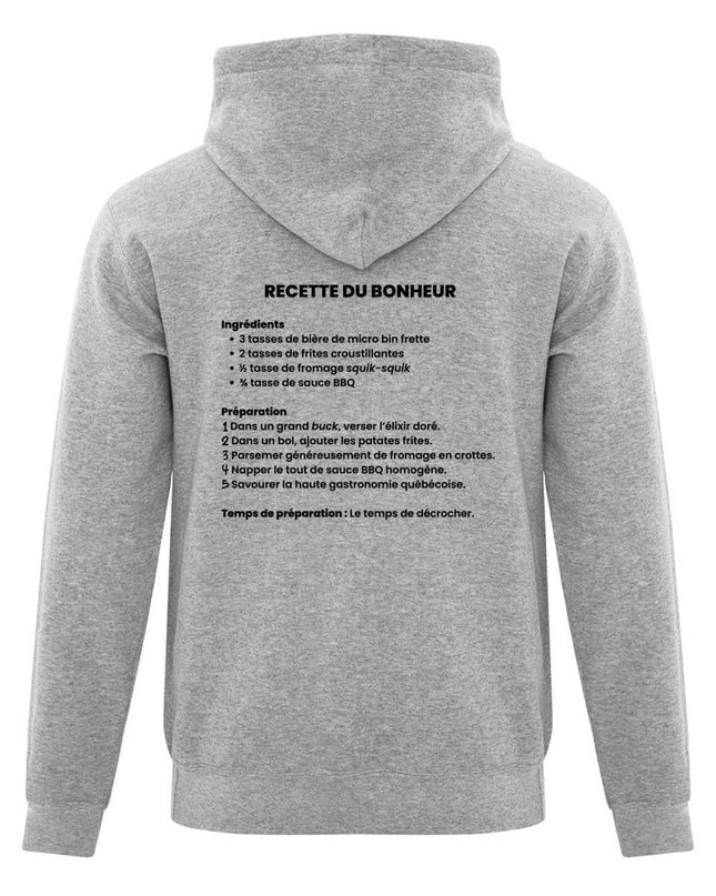 Hoodie "Recette du bonheur" imprimé