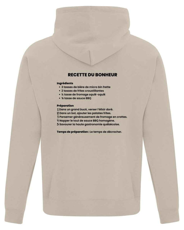 Hoodie "Recette du bonheur" imprimé