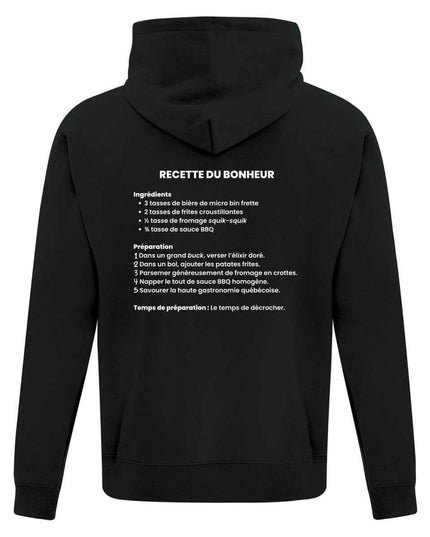 Hoodie "Recette du bonheur" imprimé