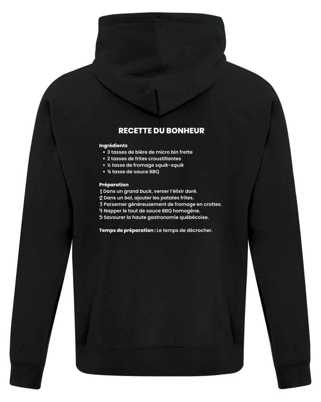 Hoodie "Recette du bonheur" imprimé
