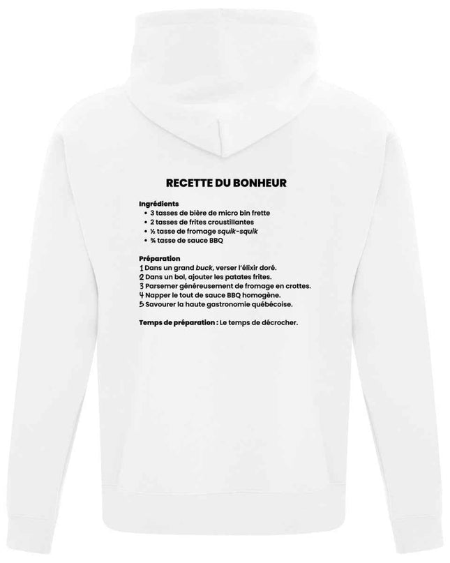 Hoodie "Recette du bonheur" imprimé