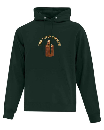 Hoodie "Tire-toi une bûche" imprimé