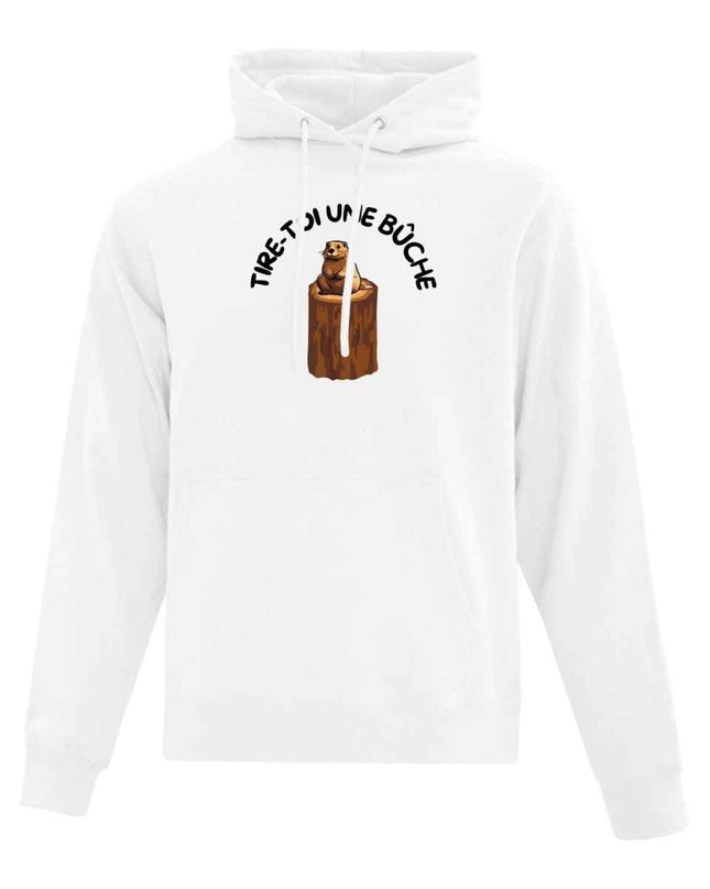 Hoodie "Tire-toi une bûche" imprimé