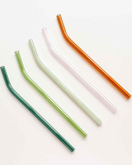 Paille en verre de couleur - courbée