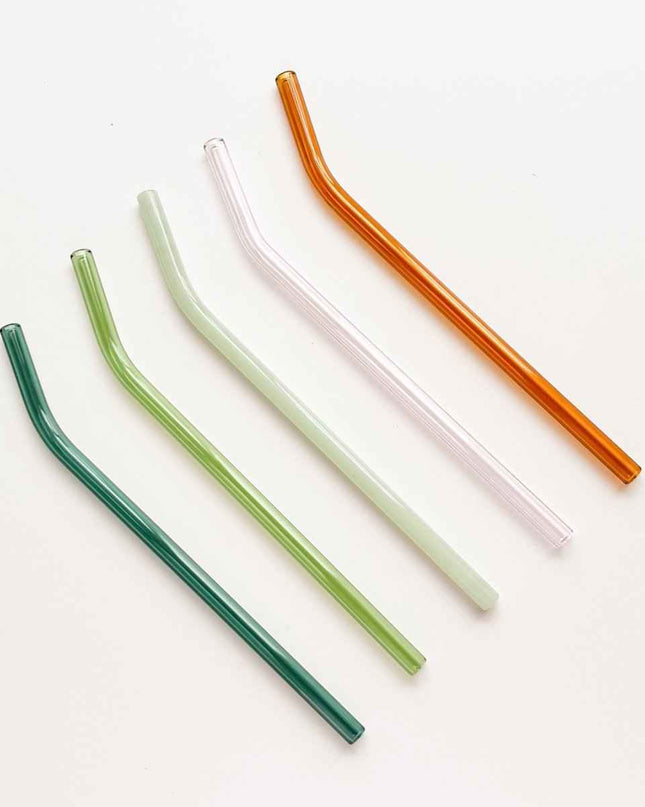 Paille en verre de couleur - courbée