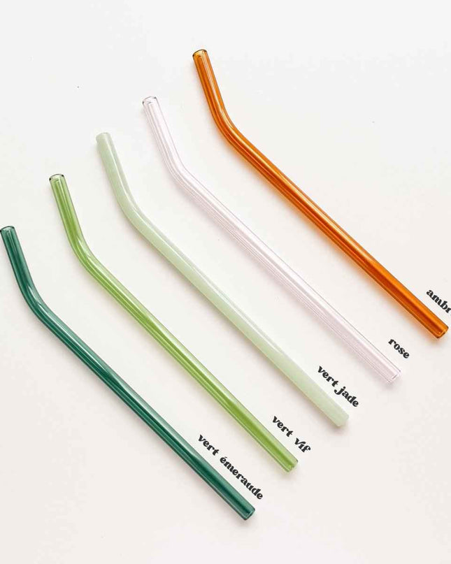 Paille en verre de couleur - courbée