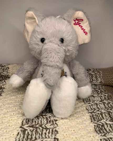 Peluche Éléphant Personnalisable - Prénom et Design