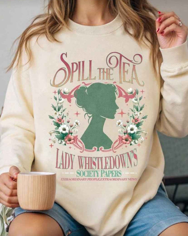 Sweat-shirt Bridgerton – Spill the Tea avec Lady Whistledown