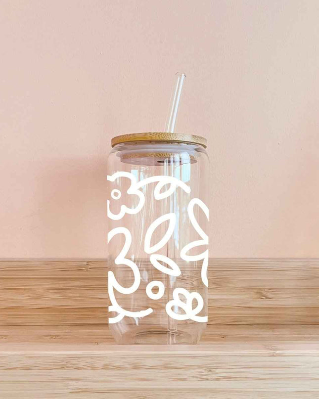 Verre boho - fleurs sketch